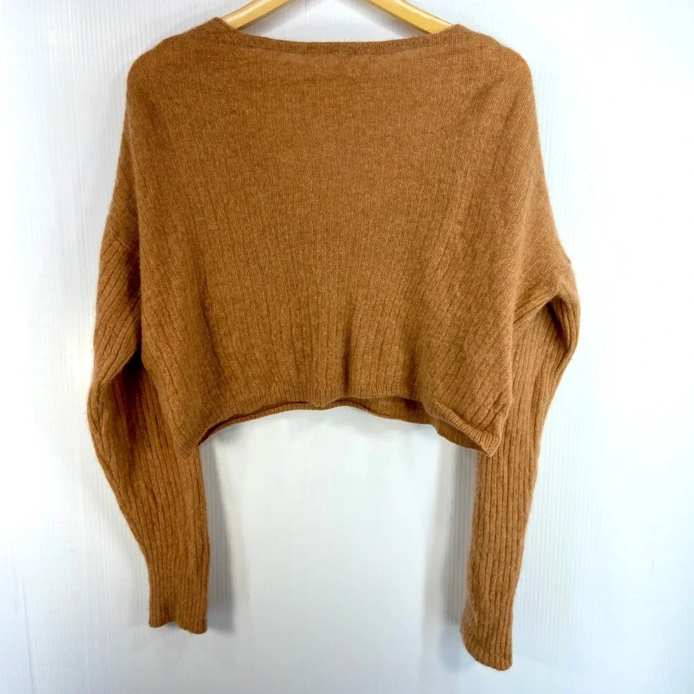 Free People Elias Cashmere Long Sleeve V‎ Neck Sweater Cinnamon Womens Small